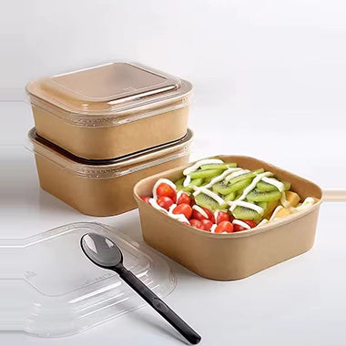 Square Paper Container with PLA Coating - 750ml