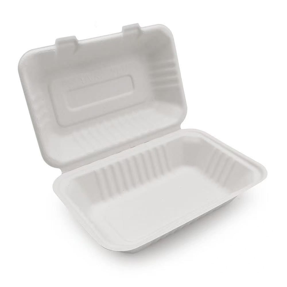 Sugarcane Clamshell Container - 9 x 6 in