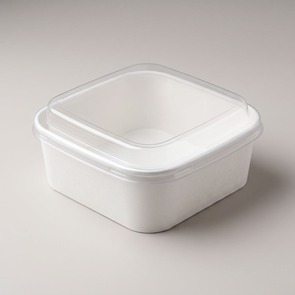 500ml Square White with PET Lid