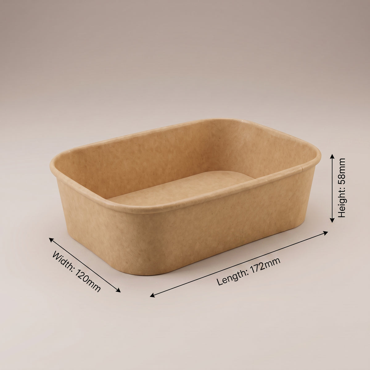 Rectangular Paper Container - 172 x 120 x 58 mm, 750ml (300 pcs)