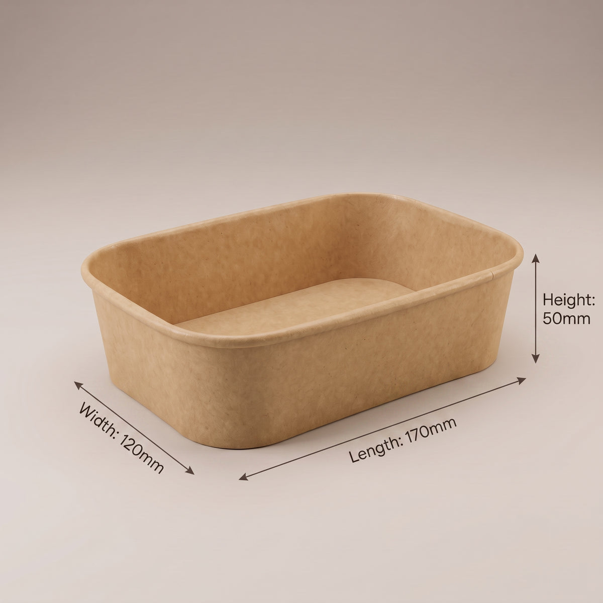 Rectangular Paper Container - 170 x 120 x 50 mm, 650ml (300 pcs)