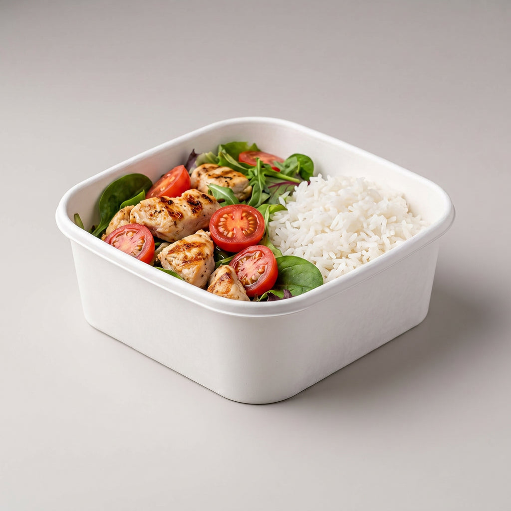 500ml Square White with PET Lid